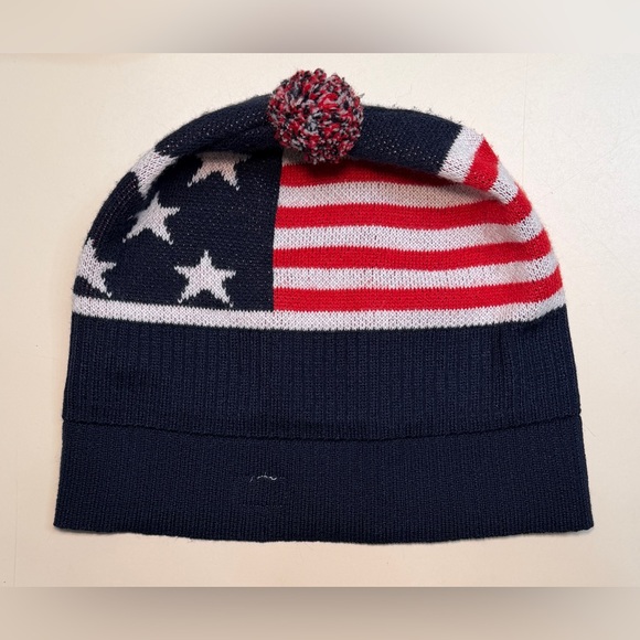 Swix Ski Hat American Flag Knit Red White & Blue Mini PomPom - Picture 5 of 7
